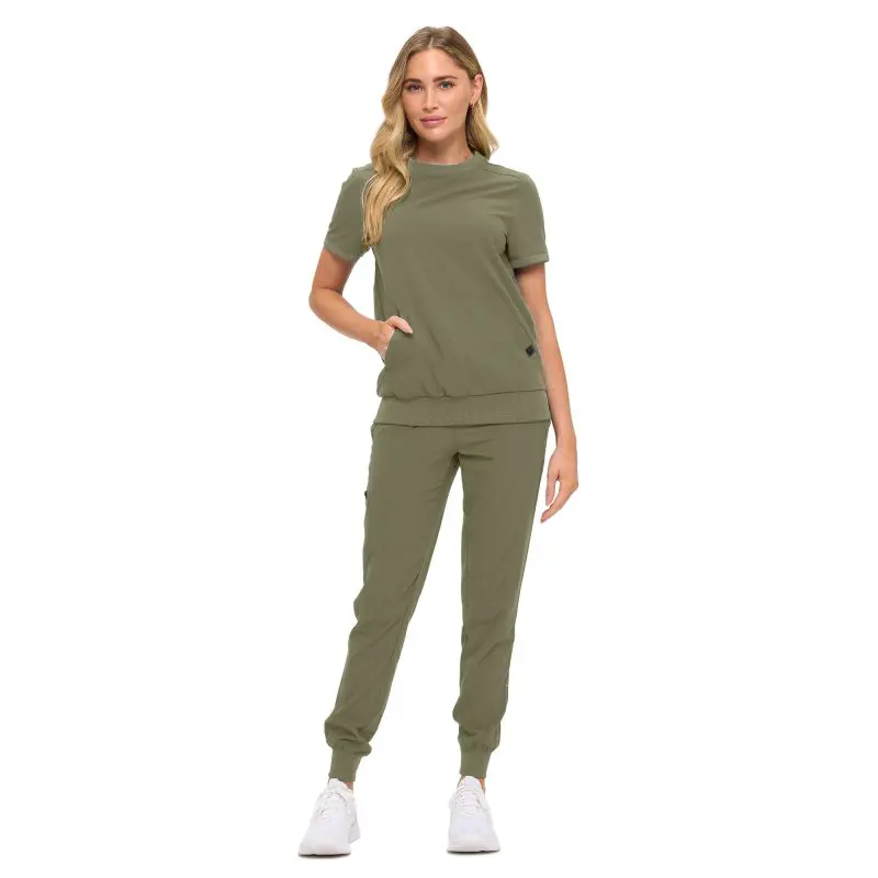 Women’s Scrub Set – Soft Stretch Fabric, Modern Fit Jogger Pants & Crew Neck Top (STYLE# 4402set)