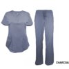 Charcoal Scrub Set Drawstring Pant Shirt