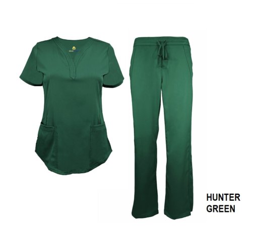 Green Scrub Set Drawstring Pant Shirt