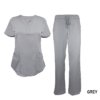 Grey Scrub Set Drawstring Pant Shirt