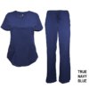 Navy Blue Scrub Set Drawstring Pant Shirt
