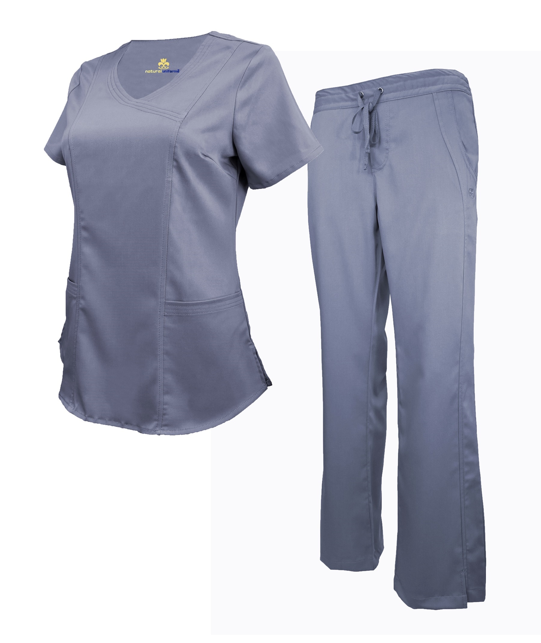 Charcoal Scrub Set Soft Drawstring Pant shirt - Natural Uniforms