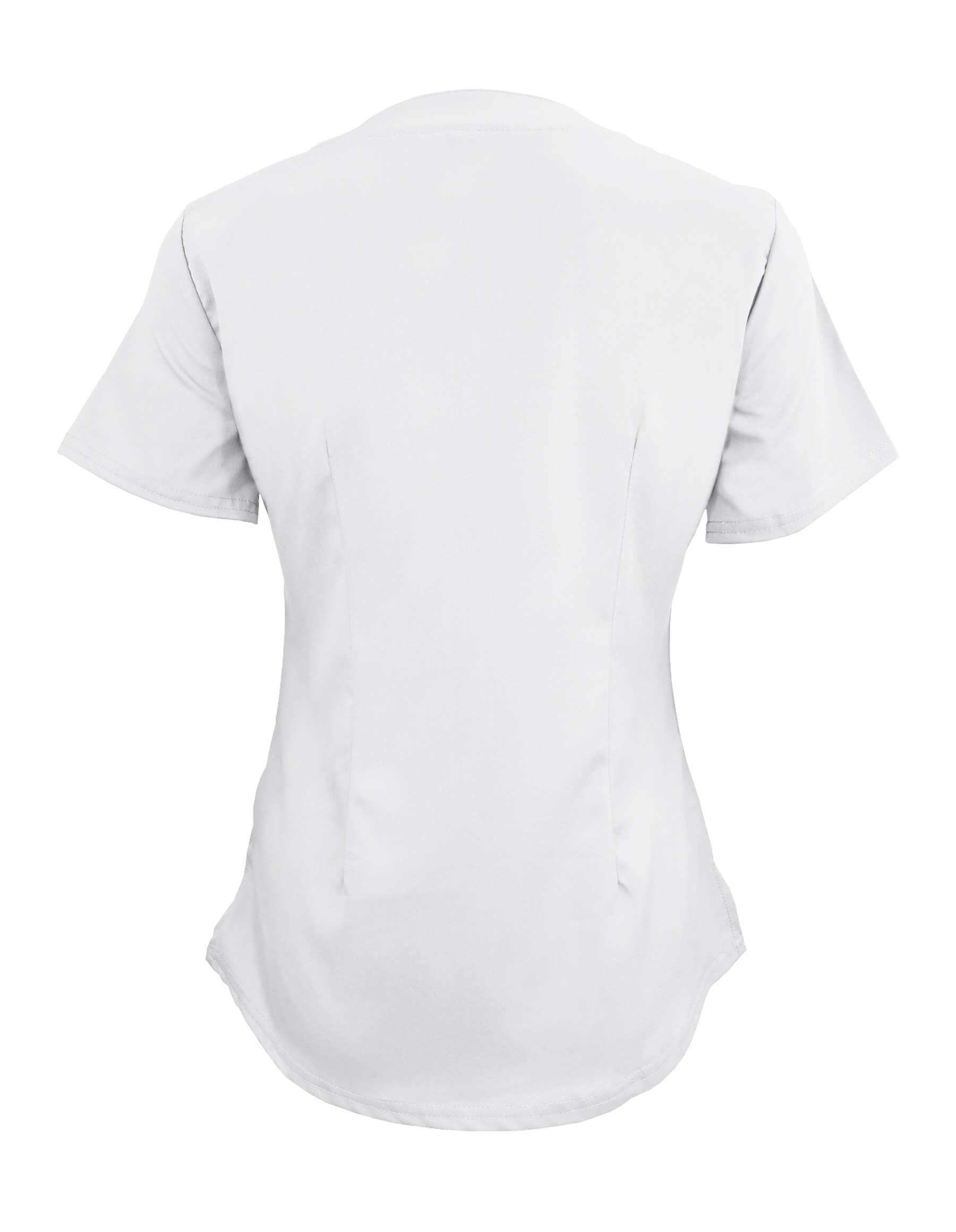 White Ultra Soft Stretch Drop-Neck 2 Pocket Scrub Top - Natural Uniforms