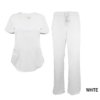 White Scrub Set Drawstring Pant Shirt