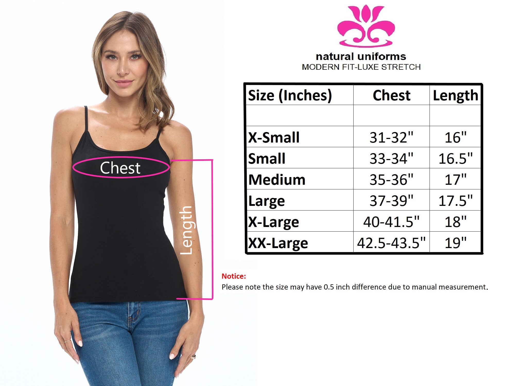 BASIC CAMISOLE WITH ADJUSTABLE SPAGHETTI STRAP TANK TOP (STYLE# 712) - Natural  Uniforms