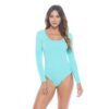 WOMEN'S LONG SLEEVE SCOOP NECK BODY SUIT-BREATHABLE COTTON STRETCH (STYLE# 7182)