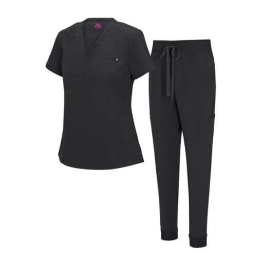 WOMENS COOL STRETCH MODERN TUCK-IN TOP YOGA JOGGER SCRUB SET  (STYLE# 4887SET) NOW AVAILABLE IN PETITE